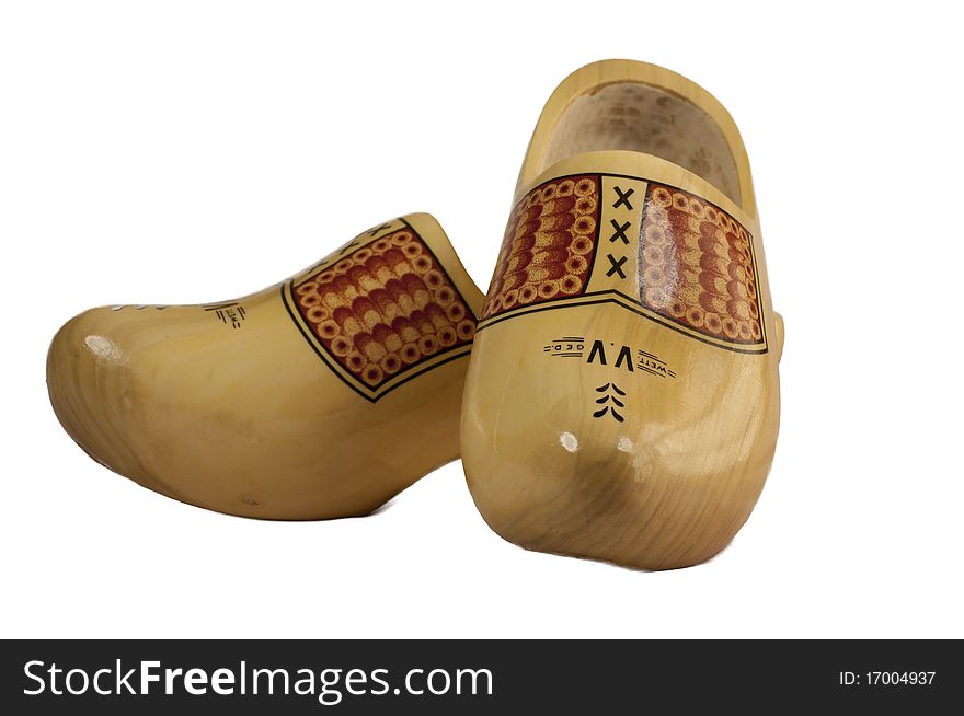 Wooden shoes isolated on a white background