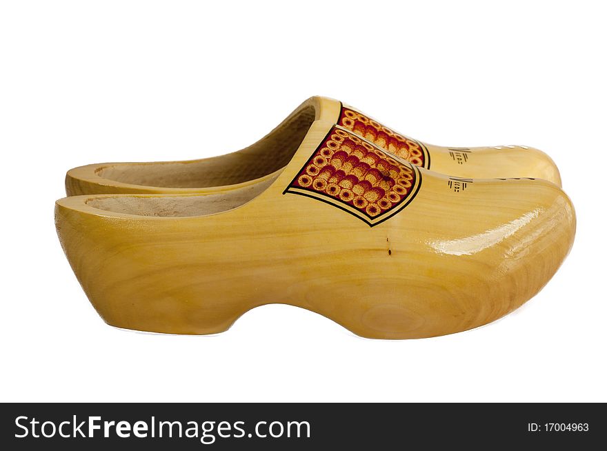 Wooden shoes isolated on a white background