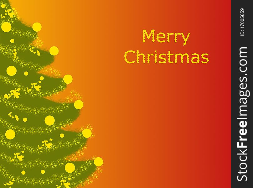 Christmas tree on orange background