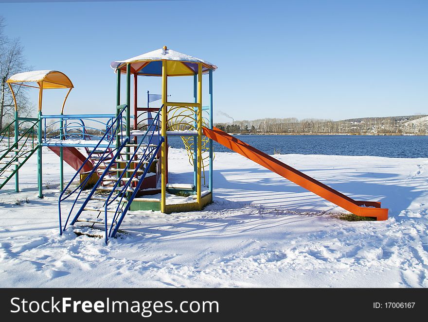 Snow-covered beach