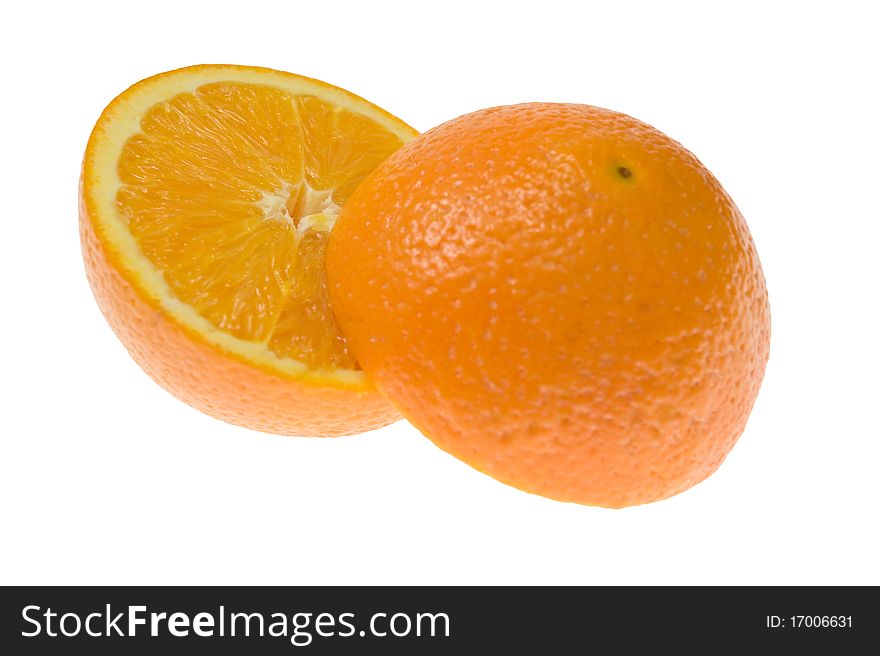 Half cut orange on white background. Half cut orange on white background.