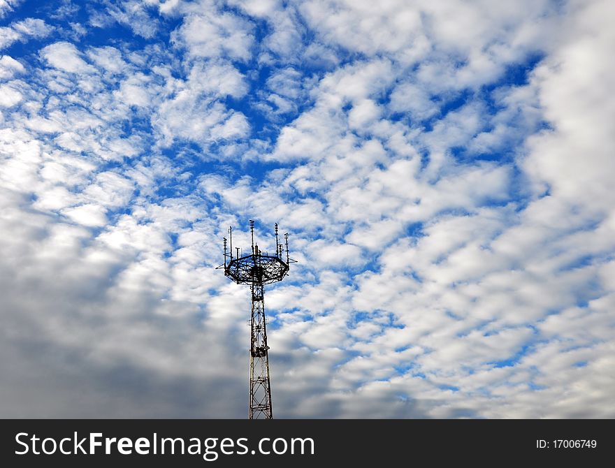 Television broadcasting tower, in the sky. Television broadcasting tower, in the sky.