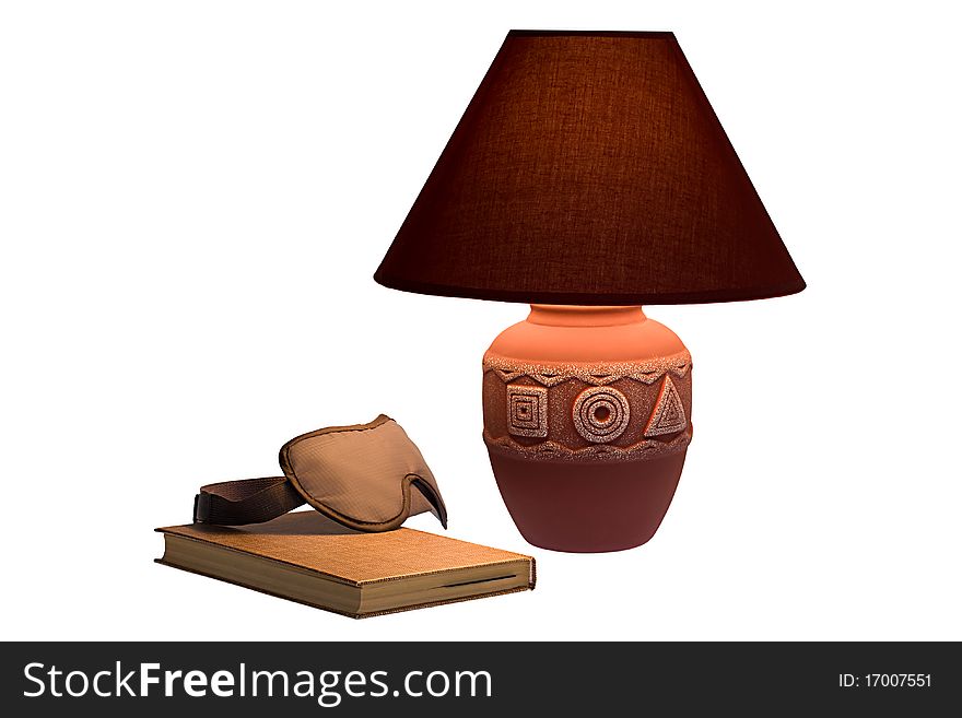 Cloth glasses, book and lamp