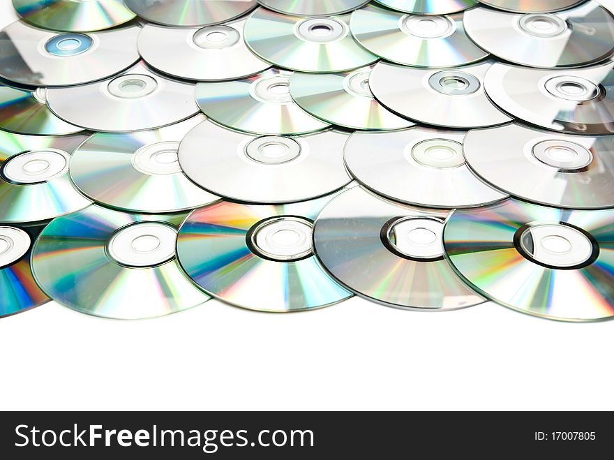 Recordable compact discs in an array. Recordable compact discs in an array