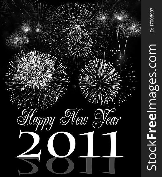 White new year's fireworks on black background. White new year's fireworks on black background
