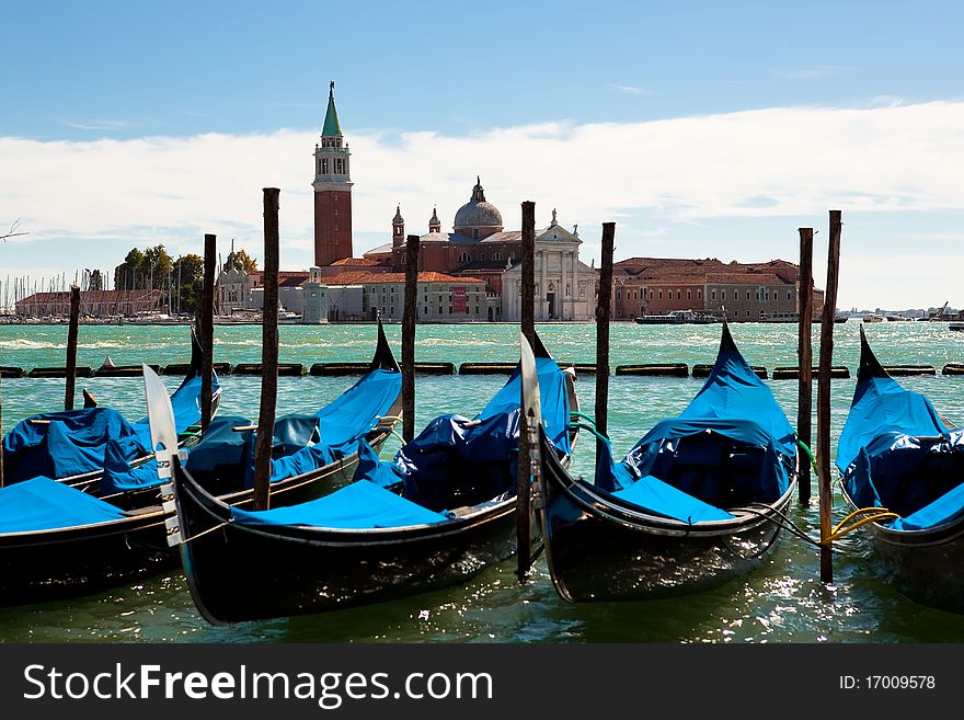 Gondolas On The Canals Of Venice