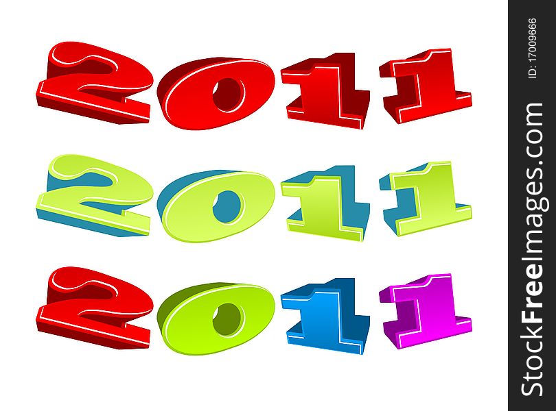 Vector illustration of colorful 2011 year. Vector illustration of colorful 2011 year