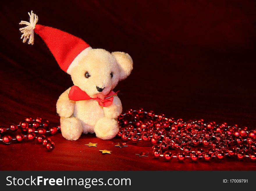 Christmas decorations on red background. Christmas decorations on red background