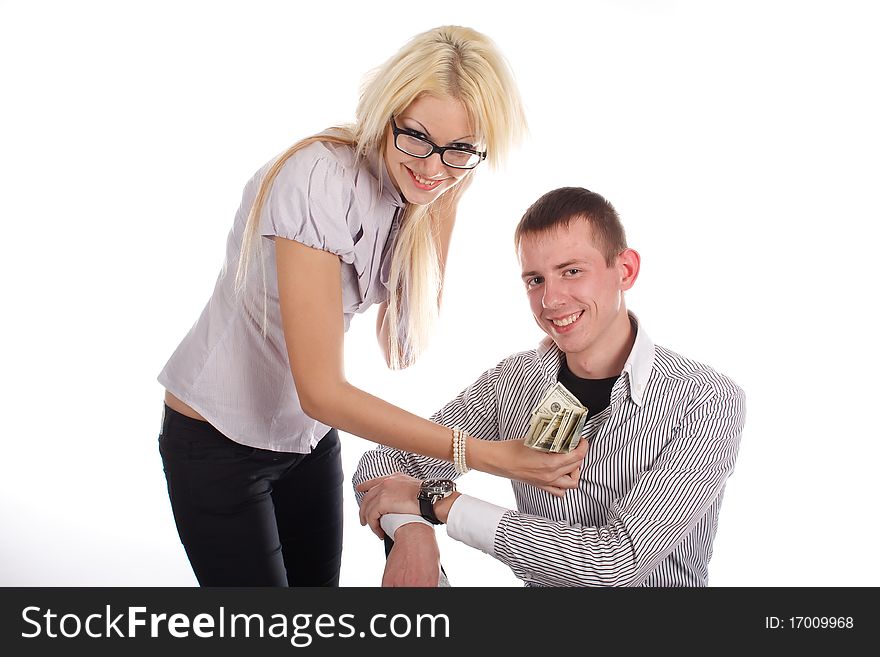 Businesswoman With Money And Man