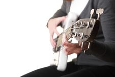 Playing Electrical Bass Guitar Isolated Royalty Free Stock Photo Playing Electrical Bass Guitar Isolated Royalty Free Stock Photo