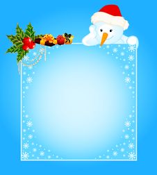 Little Cute Snowman With Banner Stock Photography Little Cute Snowman With Banner Stock Photography