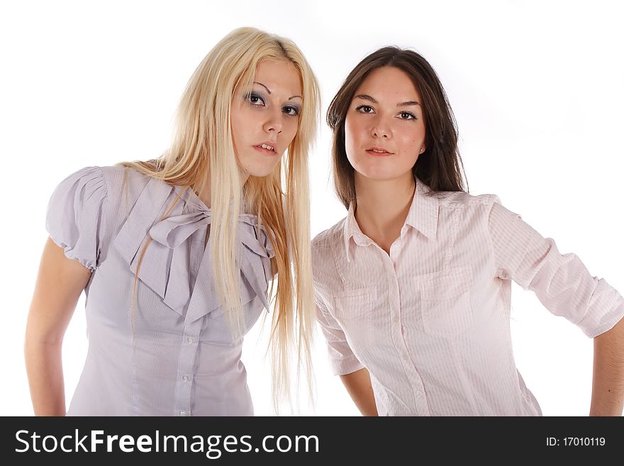 Two Woman On White Background