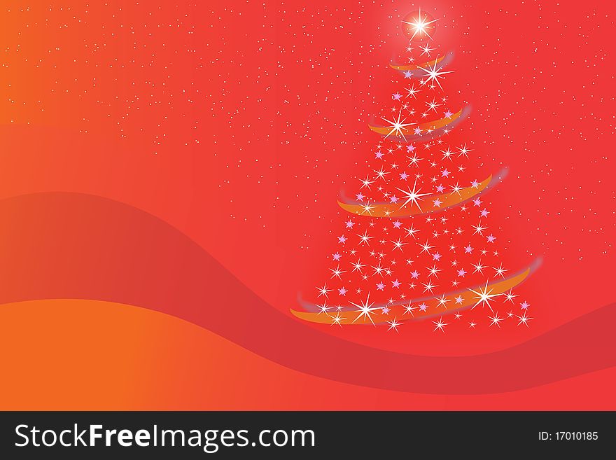 Abstract christmas tree on red background. Abstract christmas tree on red background
