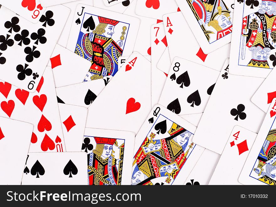 Scattered Playing Cards Face Up For Background. Scattered Playing Cards Face Up For Background