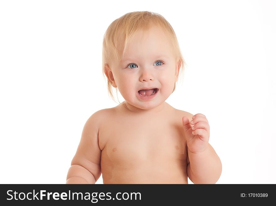 Screaming Baby Holding Hand Near Chest