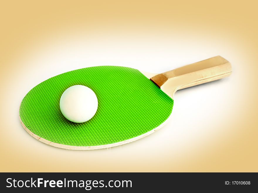 Ennis racket with ball on a colored background. Ennis racket with ball on a colored background