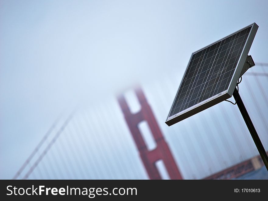 Photovoltaic power with the golden gate background