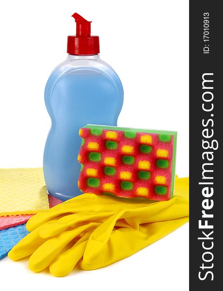 Objects for washing and cleaning up on a kitchen