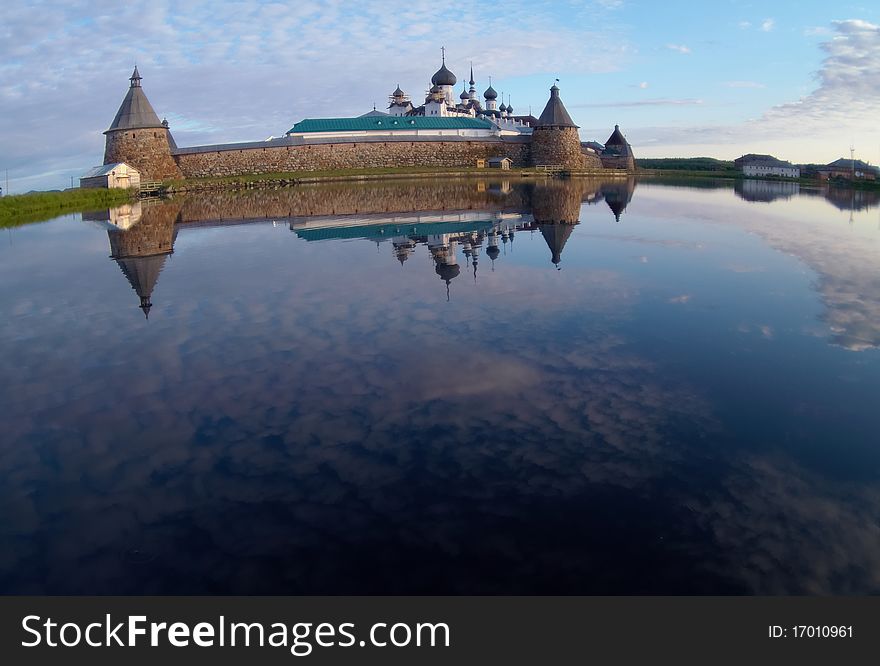 Scenic view of Solovestsky monastery on White sea coastline, Karelia, Russian Federation. Scenic view of Solovestsky monastery on White sea coastline, Karelia, Russian Federation.