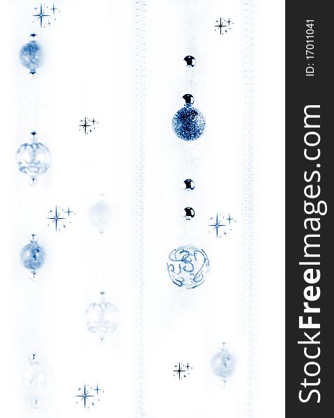 Abstract gift card with blue christmas balls and stars