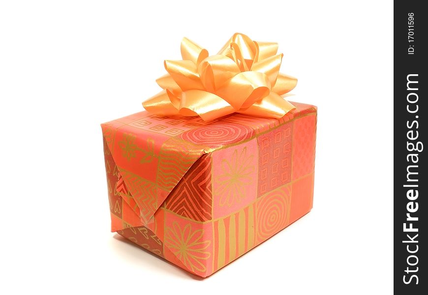 Red gift box on the white isolate background
