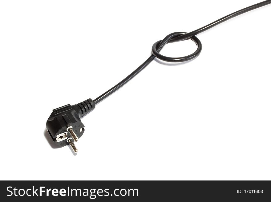 Black power plug – isolated on white background.