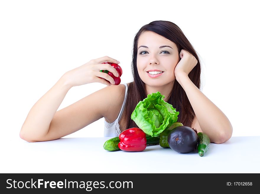 Young girl with  vegetables