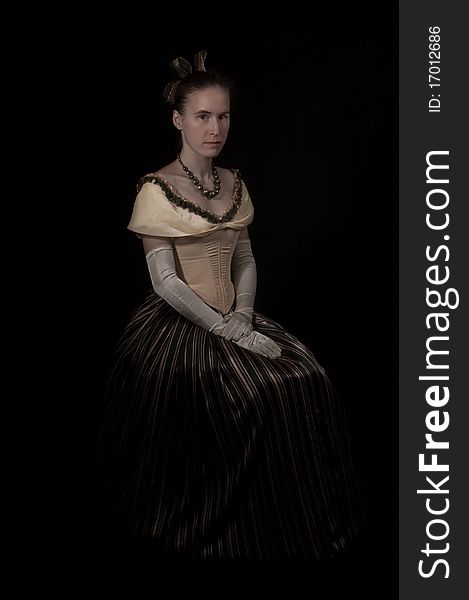 Girl in nineteenth century dress