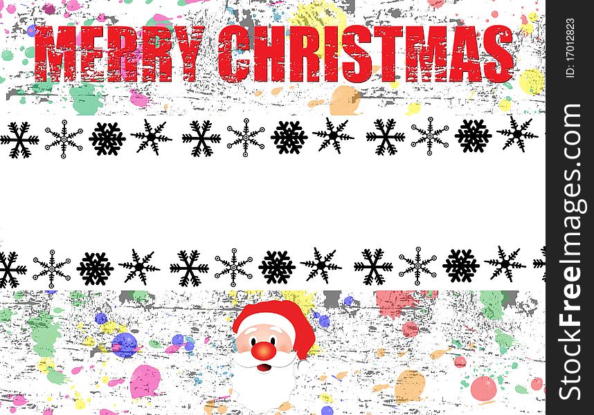 Merry Christmas grunge background with Santa and snowflakes. Merry Christmas grunge background with Santa and snowflakes