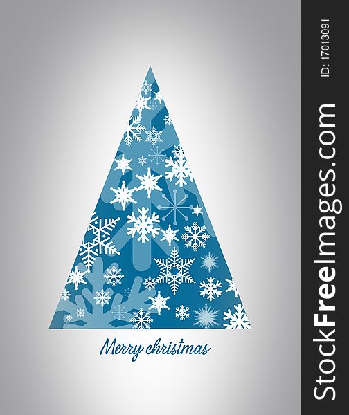Merry christmas card with tree