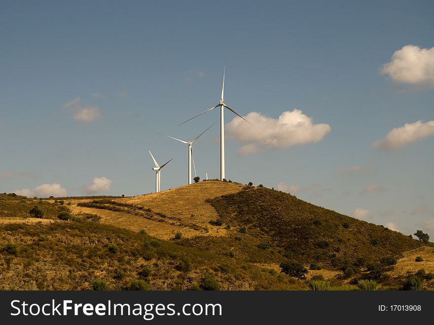 Wind turbines farm.