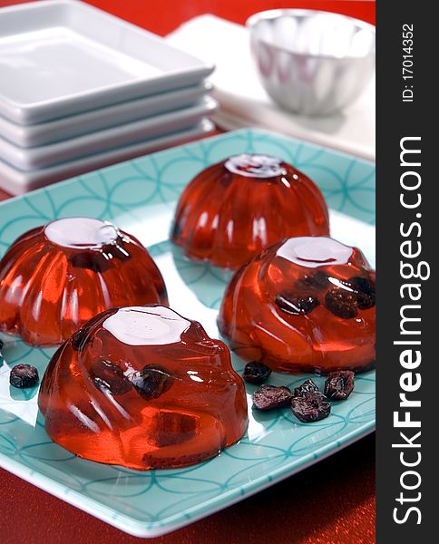 Delicious red grape gelatine with raisins. Delicious red grape gelatine with raisins