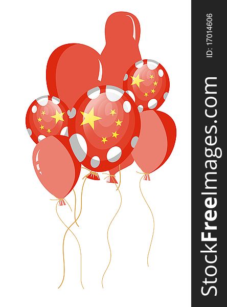 Vector illustration of red balloon of chinese flag