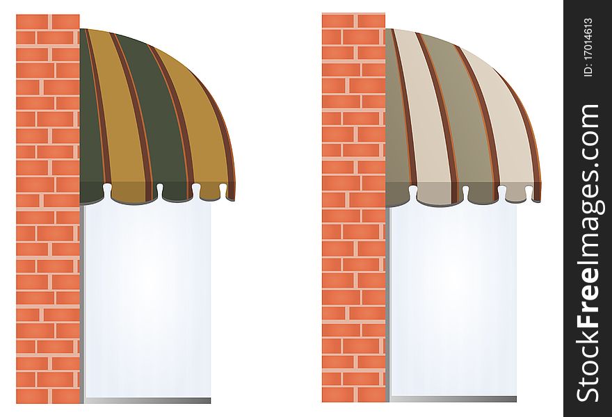 Vector illustration of two different colored awnings. Vector illustration of two different colored awnings