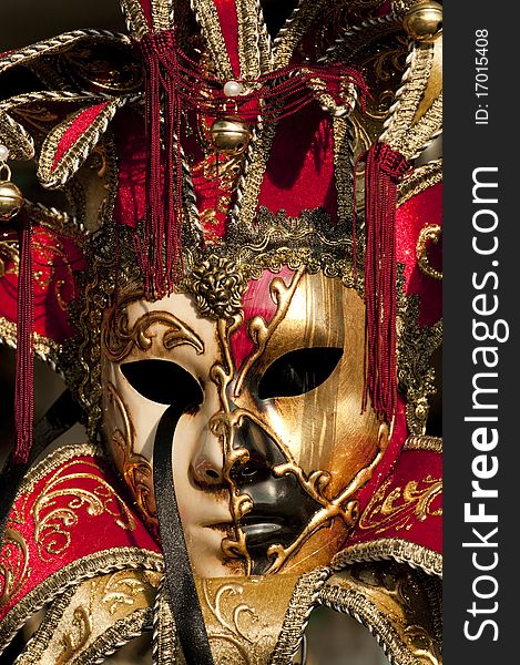 Mask for the Venice carnival in Italy, resembles a joker. Mask for the Venice carnival in Italy, resembles a joker