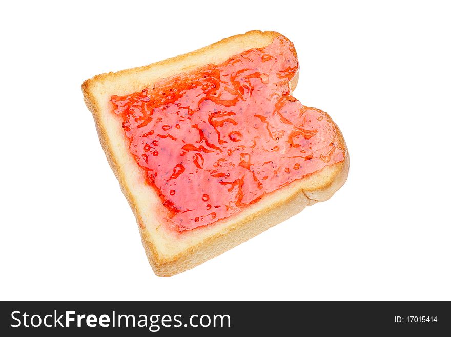 Toast and jam isolated on white background