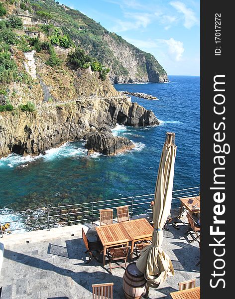 A landscape of the coast of liguria,  in the zone of cinque terre, in Italy. A landscape of the coast of liguria,  in the zone of cinque terre, in Italy.