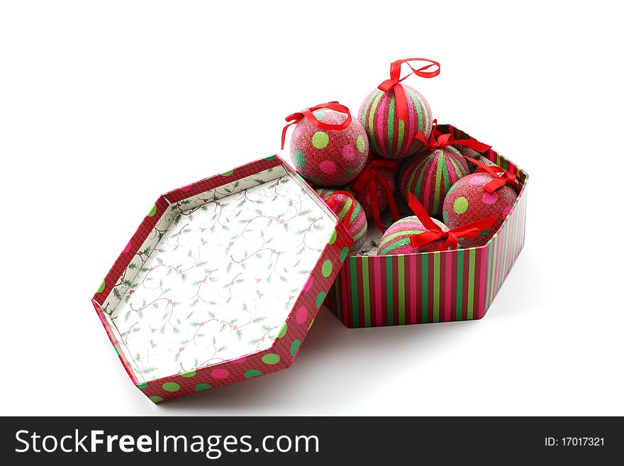 An image of new year balls in box