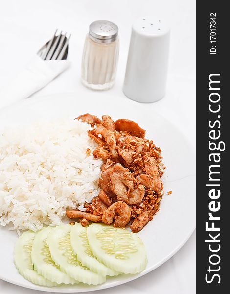 Food in Thai style and set of seasoning. Food in Thai style and set of seasoning