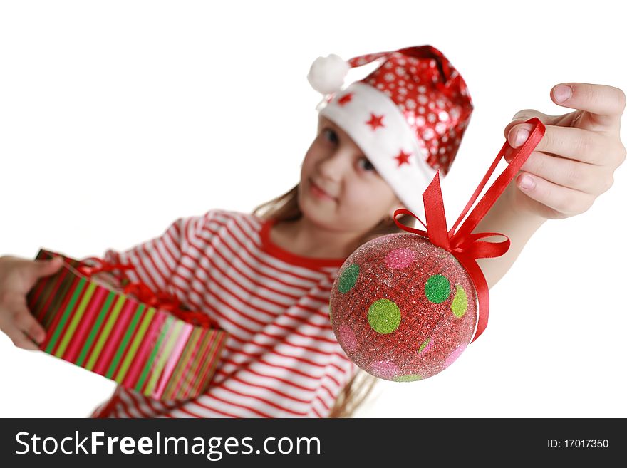 An image of a nice girl with new year ball. An image of a nice girl with new year ball