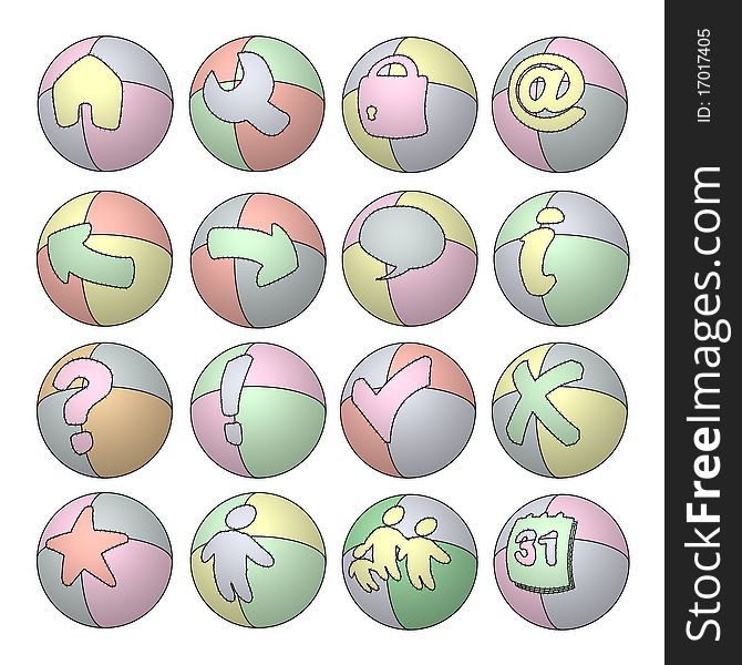 A set of web site icons on toy balloons. A set of web site icons on toy balloons.