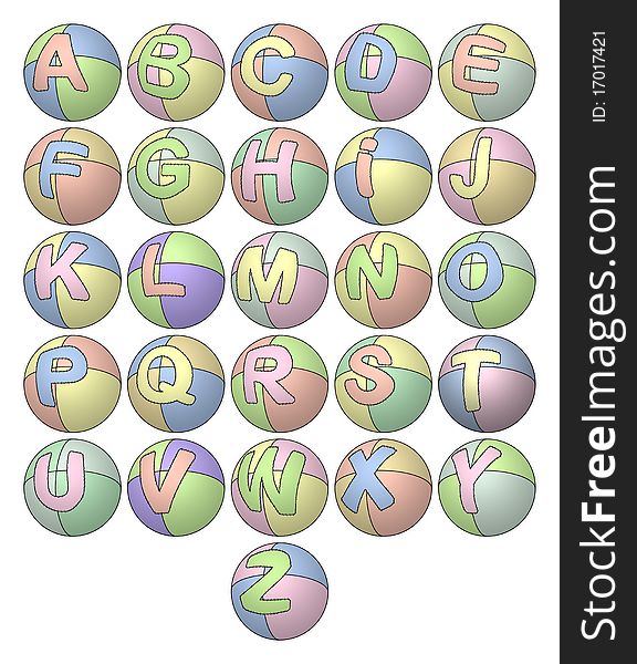 The letters of the alphabet on toy balloons icons. The letters of the alphabet on toy balloons icons.