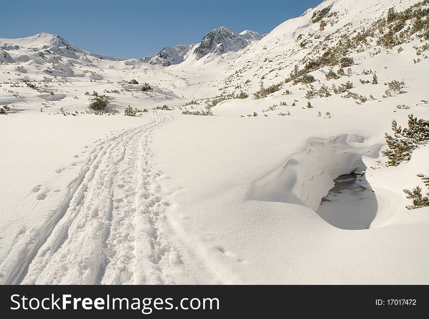 Winter landscape in Retezat mountain, Romania