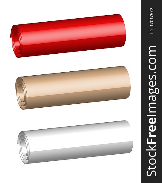 Three paper rolls of the miscellaneous of the colour. Three paper rolls of the miscellaneous of the colour