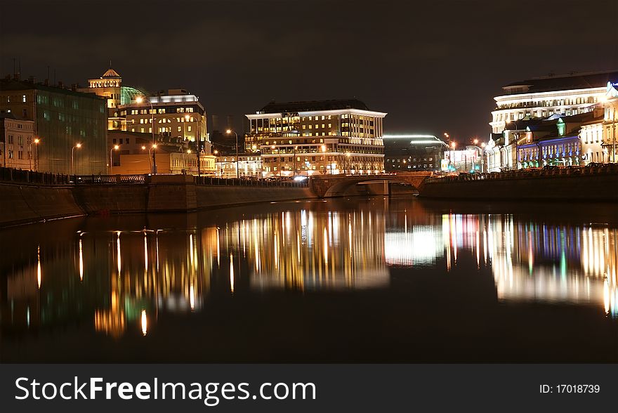 Russia, Moscow Center, Night View (panorama)