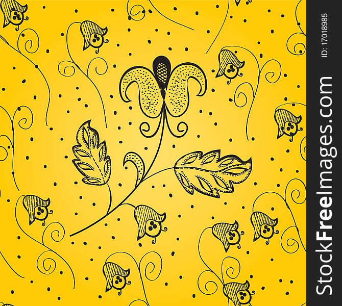 Floral yellow graphic seamless pattern. Floral yellow graphic seamless pattern
