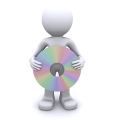 3d Character Holding Compact Disk Royalty Free Stock Image