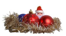 Santa Claus And Christmas Decorations Stock Photos