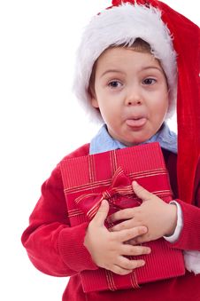 Santa Kid Sticking Out Tongue Stock Image