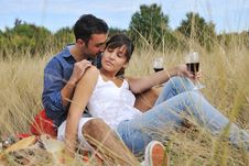 Happy Couple Enjoying Countryside Picnic Stock Images Happy Couple Enjoying Countryside Picnic Stock Images